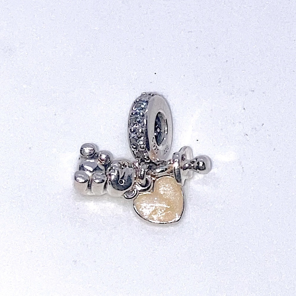 Pandora Sterling Silver CZ Baby Teddy Pacifier Enamel Heart Charm Bead #792100CZ - Picture 4 of 5